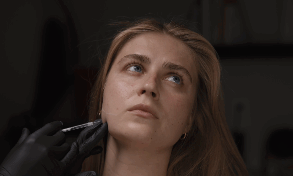 A patient receives masseter Botox in Minneapolis at Honey Aesthetics. The provider injects small amounts of Botox into the lower jaw.